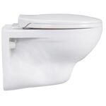Cera Compact Wall Hung Seat with Soft Close Seat Cover in White Colour