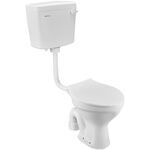 Conventional Two Piece Floor Mounted Seat with Soft Close Seat Cover in White Colour