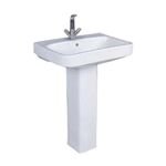 Square Wash Basin with Pedestal in White Colour