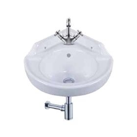 Corner Wall Hung Wash Basin in White Colour