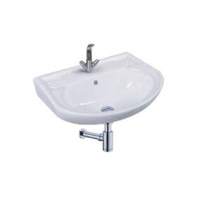 Half Round Bowl Medium Size Wall Hung Wash Basin in White Colour