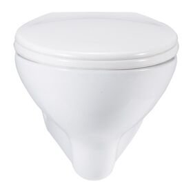Cera Compact Wall Hung Seat with Soft Close Seat Cover in White Colour