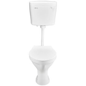 Conventional Two Piece Floor Mounted Seat with Soft Close Seat Cover in White Colour