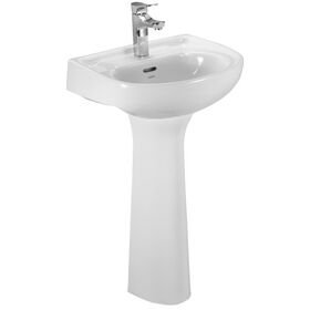 Cera Counsel Round Bowl Wash Basin with Pedestal in White Colour