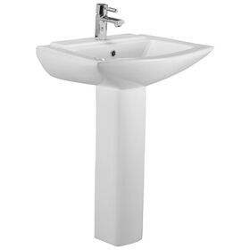 Cera Concord Rectangle Wash Basin with Pedestal in White Colour