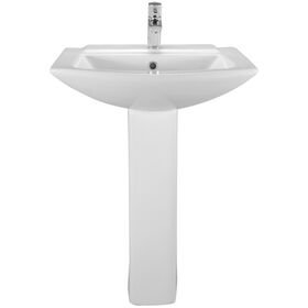 Cera Concord Rectangle Wash Basin with Pedestal in White Colour