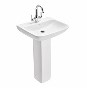 Cera Collage Rectangle Wash Basin with Pedestal in White Colour